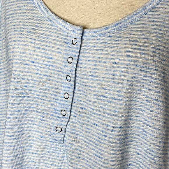 Old Navy Cropped Linen Loose Fit Flutter Sleeve Blue Mini Stripe Women’s Size XL - Picture 4 of 7